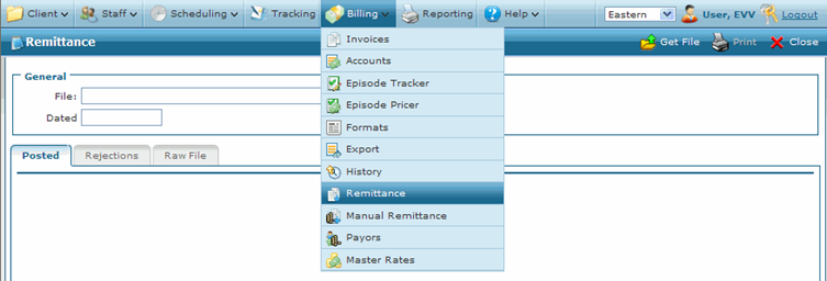 Remittance Screen