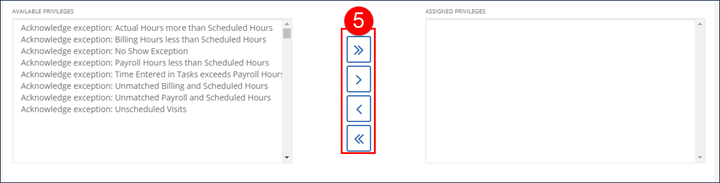 Managing privileges section, with center column highlighted.