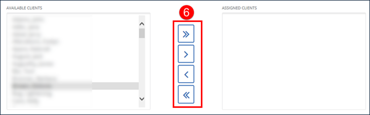 Manage clients section, with center column highlighted.