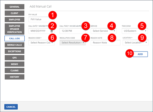 Visit details screen call log tab