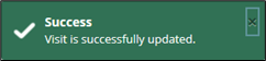 Successful visit update confirmation popup.