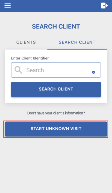 Sandata Mobile Connect client search screen