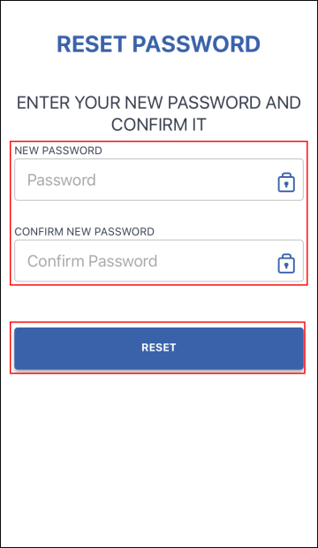 Sandata Mobile Connect new password confirmation screen