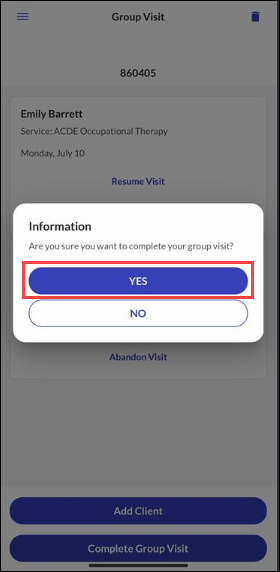 Confirming Completion of Group Visit 