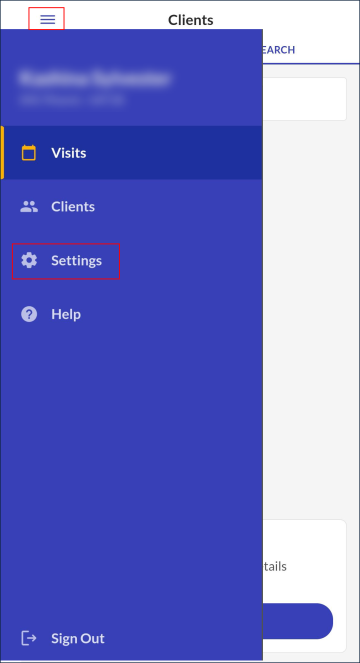 Navigation Menu - Settings