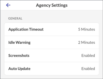 Agency Setting Screen - General