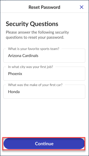使用安全问题重置密码