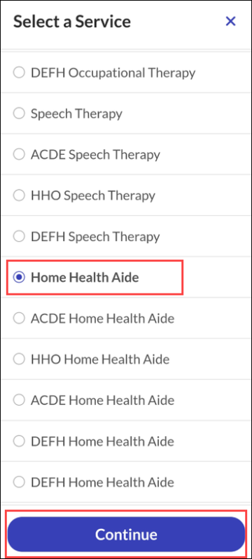 サービスの選択