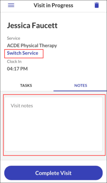 サービス画面の切り替え