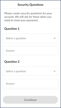 Configuration des questions de sécurité