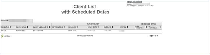 Client List with Scheduled Dates -Sample