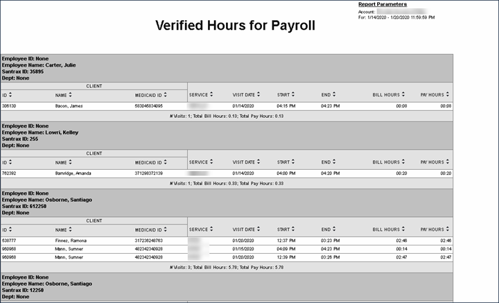 Verified Hours for Payroll - Sample