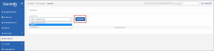 Use the drop down to determine an upload choice and click browse. 