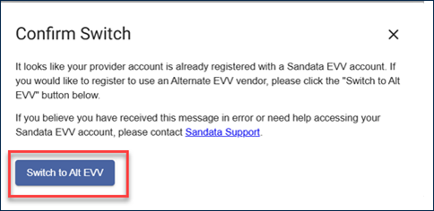 screenshot of confirm switch message window