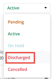 screenshot of the recipient status dropdown. 