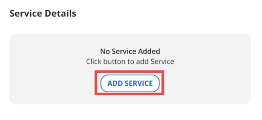 screenshot of the add service button under the service details section