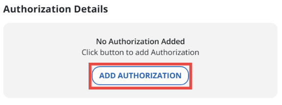 Screenshot of the Add Authorization button in the Authorization Details section. 
